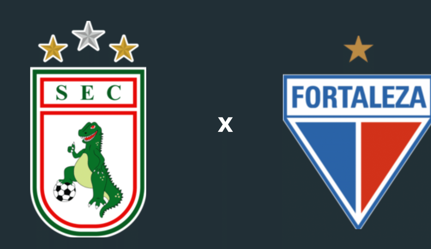 Jogadores do Sousa e Fortaleza disputam bola durante jogo da Copa do Nordeste 2025