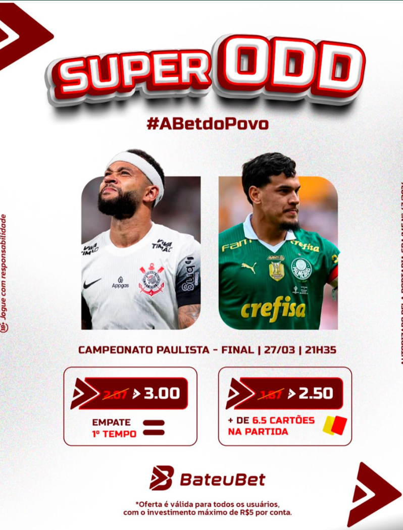 Confira os palpites e análises da final do Paulistão com as super odds da Bateu Bet para Corinthians x Palmeiras. Veja por que essas apostas são valiosas!